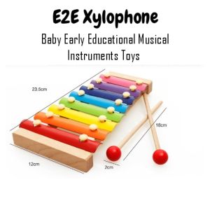 E2E Xylophone Wooden Octave Hand Knocking Piano: Early Educational Musical Instruments for Toddlers