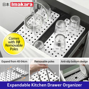 🔥 Imakara Expandable Kitchen drawer/ Bowl/ plate/ Cup Organizer 🔥40-54cm 🔥Can used as drying rack