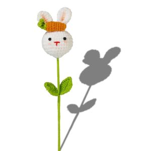 TESDFD Doctoral Hats Graduation Knitted Flower Artificial Woven Hand Woven Yarn Graduation Flower Bouquet Pig Carrot Fake DIY Hand-knitted Flowers Teachers Day Gift