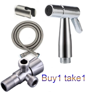 (HW069 + HW096) Bundle Set Bidet Sprayer Set For Toilet Handheld For Bathroom Hand Sprayer Self Cleaning Hand Bidet Faucet Stainless Steel Shower