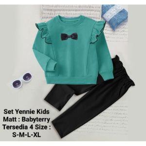 Set Anak Perempuan Terbaru Set Yennie Kids Model Kerutan kekinian Lengan Panjang Ada 4 Size S-M-L-XL Matt Babyterry