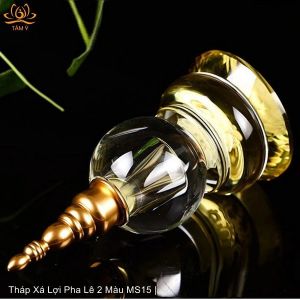 Tháp Xá Lợi Pha Lê Chất Lượng Cao Chóp Bằng Đồng Mạ Vàng Pháp bảo mật tông Tâm Ý