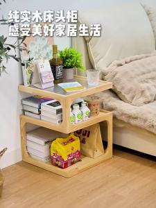 Solid wood bedside table simple and modern small home bedroom side table creative 2025 new bedside table
