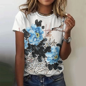 [Local Stock] ZEEMIN Summer Angel Flower 3D Print T-shirts Women Streetwear Casual Fashion Y2k Short Sleeve T Shirt O-neck Kids Tees Tops Clothing