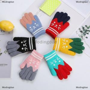 [COD] Modingdue Cute Children Thickened Warm Gloves For Boys Girls Students Winter Cat Knitted Mittens Outdoor Knitting Cycling Skiing Gloves