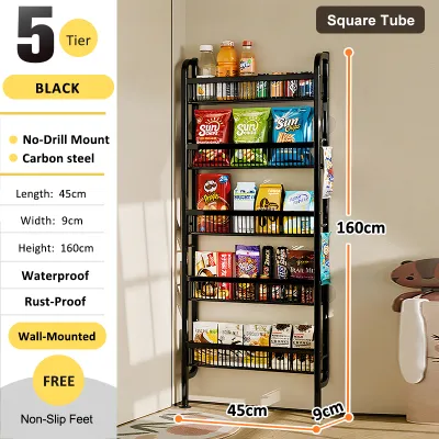 GSLIFE 5Tier Multi Layer Doorway Storage Organizer With Adhesive Suction Cups Easy Wall Installation Tool Kit Space Saving