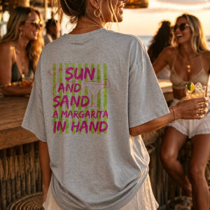 [Local Stock] HBESTY  Sun Sand Salt Beach Cotton T-Shirt Summer Shirt Trendy Beach Tee for Women Summer Vacation Shirts Womens Beach Summer Tee Tops