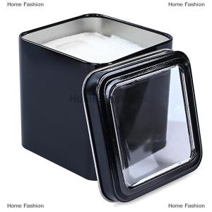 [COD] Home Fashion 8CM Square Black Watch Organizer Box Show Holder Tinplate Can Metal Sealed Jewelry Gift Box Display Case With Cushion