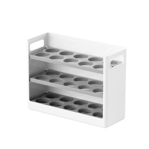 OKDEALS01 30 Grids 3 Tiers Egg Storage Box Anti-drop Plastic Flip-top Egg Storage Box Portable Large Capacity Egg Container for Kitchen