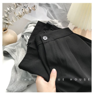 【Ready stock】Women casual pants straight nine-point suit pants Korean style high waist loose pants slimming casual wide-leg seluar S-XL