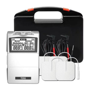 Salorie TENS 7000 Digital EMS Unit with Accessories - TENS Unit Muscle Stimulator for Back Shoulder Neck Sciatica Nerve Pain Relief Body Massager Machine Black White