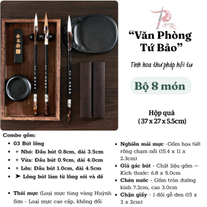 Bộ thư pháp cao cấp combo Bút lông  giấy mực nghiên  bộ văn phòng tứ bảo đầy đủ  hộp quà tặng