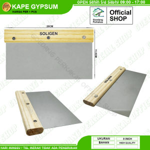 Kape Gypsum 8" Soligen / Scraper Stainless Gagang Fiber Karet