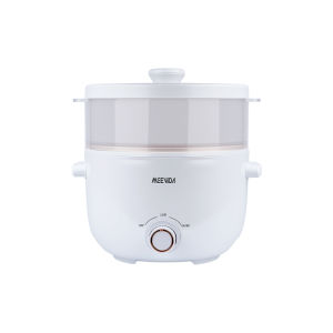 MEEVIDA 2L Electric Cooker 700W Ceramic Glaze Non-Stick Liner Double-handle Multicooker With Steamer Periuk Elektrik Home Dormitory