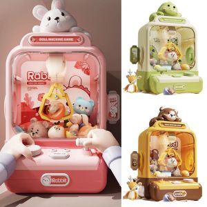 MMLUCK Cartoon Animals Design Mini Clip Doll Machine Electronic Strong Grip Cartoon Claw Crane Machine Portable Multi-functional DIY Doll Machine for Kids Birthday Gifts