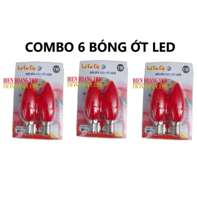 10 Bóng đèn Led quả nhót trái ớt cà na 1w nến trang trí bàn thờ thần tài đuôi E12 nhót đỏ