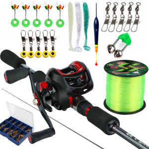 Malaysia Fishing Full Set 2 Sections 1.8m/2.1m Casting Fishing Rod with Strong Power and 7.2:1 4 Colors Baitcasting Fishing Reel with Fishing Line Lures Fishing Rod and Reel Set for Saltwater.