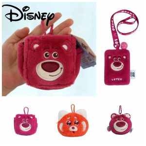 COPOTIYA กระเป๋าเงินสตรี กระเป๋าใส่เหรียญรูปหมีสตรอเบอร์รี่ผ้ากำมะหยี่ กระเป๋ารายการขนาดเล็ก ถุงเก็บสัมภาระ ฝาปิดการ์ด กระเป๋าใส่หูฟัง พร้อมพวงกุญแจด้วย ที่ใส่บัตรลายการ์ตูน สาวๆ