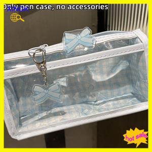 XINGK Ngọt Ngào Bow dây kéo bút chì trong suốt trường hợp hộp sinh viên văn phòng phẩm lưu trữ túi công suất lớn trang điểm Túi Phim hoạt hình dây kéo túi bút