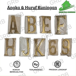 Huruf dan Nomor Rumah Bahan Kuningan