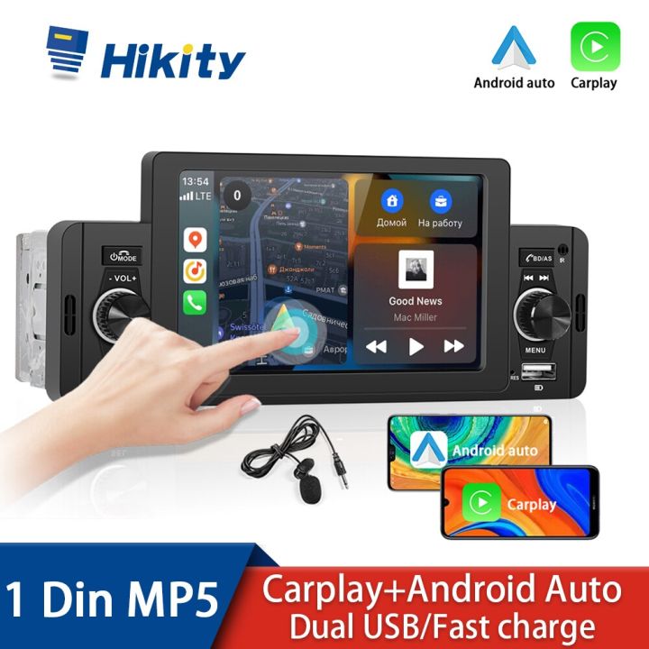 Hikity 1 Din Car Radio Carplay Autoradio MP5 Player Auto Stereo Digital Bluetooth Audio Android