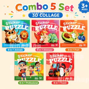 8 in 1 Kids Sticker Puzzle Painting DIY Educational Toy Number Matching Mainan Kanak Kanak Age 3 Plus