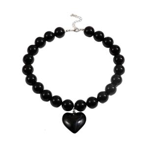 Vòng cổ trái tim phong cách lớn Vòng cổ trái tim hiện đại với điểm nhấn hạt phù hợp cho công việc và sự kiện xã hội