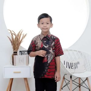 Baju Batik Keluarga Seragam Sarimbit Kondangan Motif Sangkuriang Merah