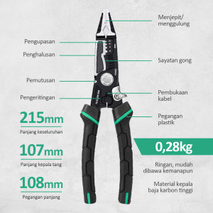 9-in-1 Baja Paduan Krom-vanadium Tang Pemotong Kawat CRV Multifungsi Wire Cutter Tang Listrik Cengkeraman Catok Pengupas Kawat