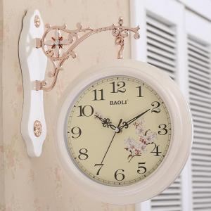 European Style Retro Double Sided Wall Clock - Modern Quartz Mute Clock Creative Luxury Wall Hanging Clock Home Decor 360 Degree Rotation