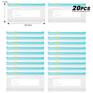 20Pcs Reusable Storage Bags Zipper Lock Bags Food Grade Transparent Fresh-Keeping Bags Kitchen Refrigerator Organizer