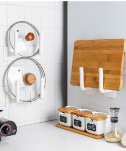 L Shaped Punch Free Self Adhesive Wall Hook Bathroom Kitchen Storage Racks Tissue Paper Roll Handbag Pot Lid Holder 3021
