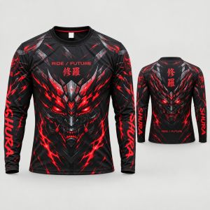 Mens Plus Size Japanese Wave Graphic Long Sleeve Quick Dry Motorcycle Sports Jersey LA011
