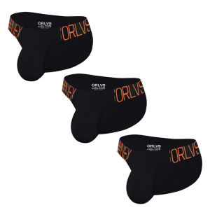 [CMENIN Official Store] ORLVS 3Pcs Cotton LOGO Breathable Underwear Men Jockstrap High Quality Briefs Mens Underpants Pouch OR6231