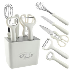 【SG Stock】Kitchen Set 5/6 Pieces Fruit Knife Peeler Whisk Scissors Opener Kitchenware Set Stainless Handle Kitchen Cookware Cooking Utensil Set