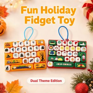 Fun Holiday Fidget Toy Dual Theme Edition Halloween and Christmas Keyboards with Loop Handles