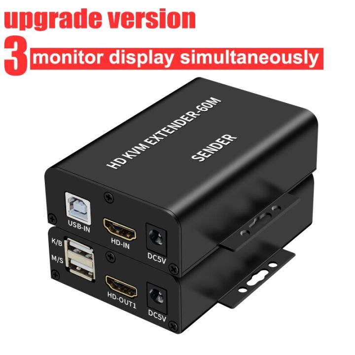 Extender KVM HDMI 60m Su Cat5e/Cat6, 4K30Hz, Con Loop Out E USB Per Tastiera/mouse, IR Incluso
