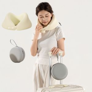 JEHUA Resilient Travel Neck Pillow Space-saving Removable Neck Support Pillow Lightweight Soft U-shaped Pillow Business Trip