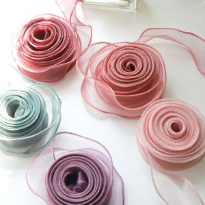 INVADER 40mm 10 yards Roll of Satin Ribbon Mesh Fabric Flower Bouquet Wrapping Korean Ribbons Birthday Gifts Flower Pattern Organza Ribbon