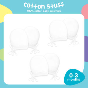 Cotton Stuff - 3-pair Mittens with String (0-3 Months)