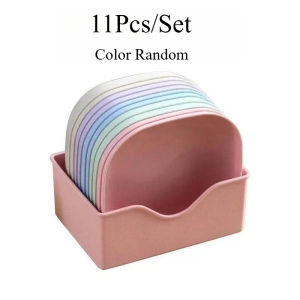11pcs Plastic Fruit Plate Wheat Straw Spit Bone Dish Desktop Square Trash Tray Household Snack Dessert Plate