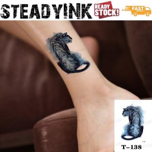 [𝚂𝚝𝚎𝚊𝚍𝚢𝙸𝙽𝙺] Lasting Tattoo Sticker Waterproof Tatu Pelekat | Blue Tiger | Makeup Event Festival Carnival Party