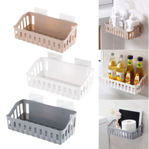Self-Adhesive Storage Rack Multi-Purpose Wall-Mounted Basket for Kitchen Bathroom Organizer