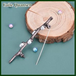 Caile เข็มกลัดรูปดอกพลัมประดับมุกแนววินเทจเข็มกลัดช่อดอกไม้สุดหรู