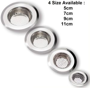 HOME BEST 1pc Stainless Steel 5cm/7cm/9cm/11cm Kitchen Mesh Sink Strainer Bathroom Kitchen Floor Drain Filter Cover Hidangan Keluli Tahan Karat Lembangan Sink Penapis Dapur Bilik Mandi Penyumbatan Penangkap Rambut Penutup Lantai Longkang FZ1-0143