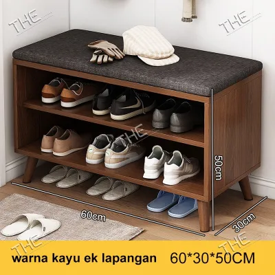 Rak Sepatu Duduk Sofa Kayu / Lemari Sepatu Kayu Minimalis/Tempat Pakai Sandal Ruang Tamu / Lemari Sepatu 2 Susun / Rak Sepatu/Rak Sepatu Murah/Kompartemen Lemari Sepatu Dengan Dudukan Sofa