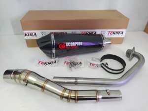 Kenalpot Knalpot Racing Scorpion Carbon Fullset Suzuki Gsx R150 S150 Gsx150 Gsx 150 Satria Fu 150 Karbu Fi Injeksi Thunder Suara Bass Adem
