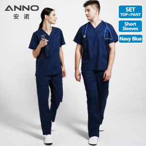 ANNO Elasticity Body Nurse Uniform with Spandex For Women Men Medical Scrubs Suit Hospital Set Work Wear Nursing Clothing