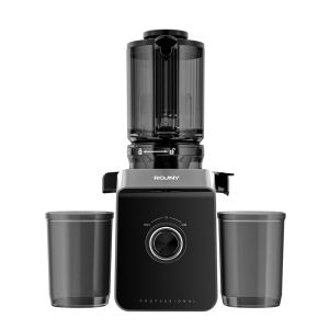ROUNYเครื่องสกัดน้ำผลไม้ หมุนช้า ท่อป้อนกว้าง การเก็บรักษาสารอาหารสูง เสียงเบา ความจุ 1.2 ลิตร สีดำ，FF Pro