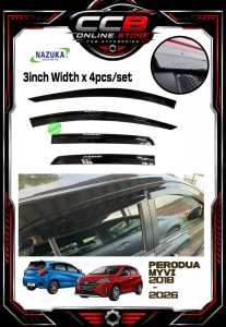 NAZUKA Perodua Myvi 2018-2026 Oem Injection Door Visor 3" Inch with Myvi Logo - 4pcs/set